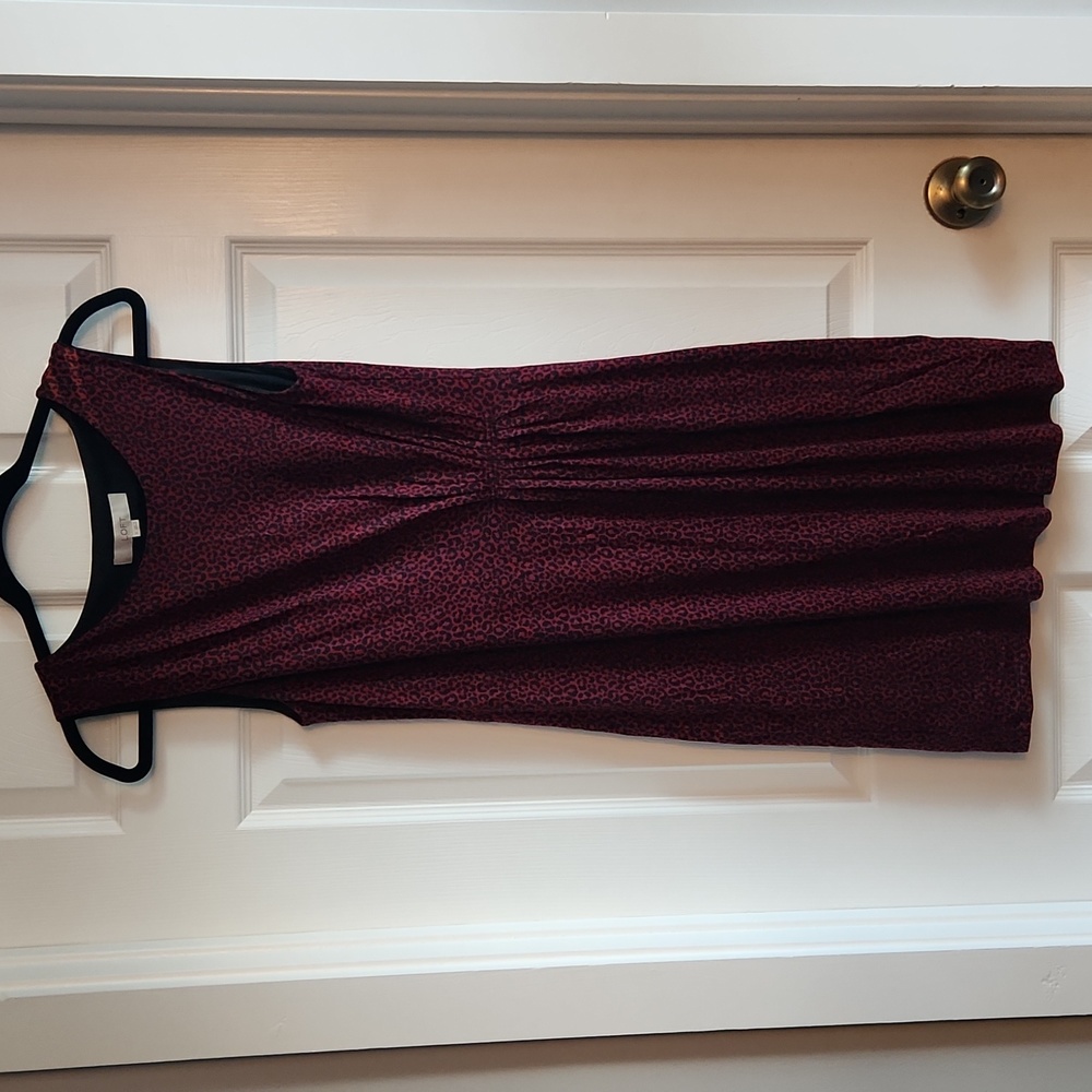 Loft Red Leopard Print Dress